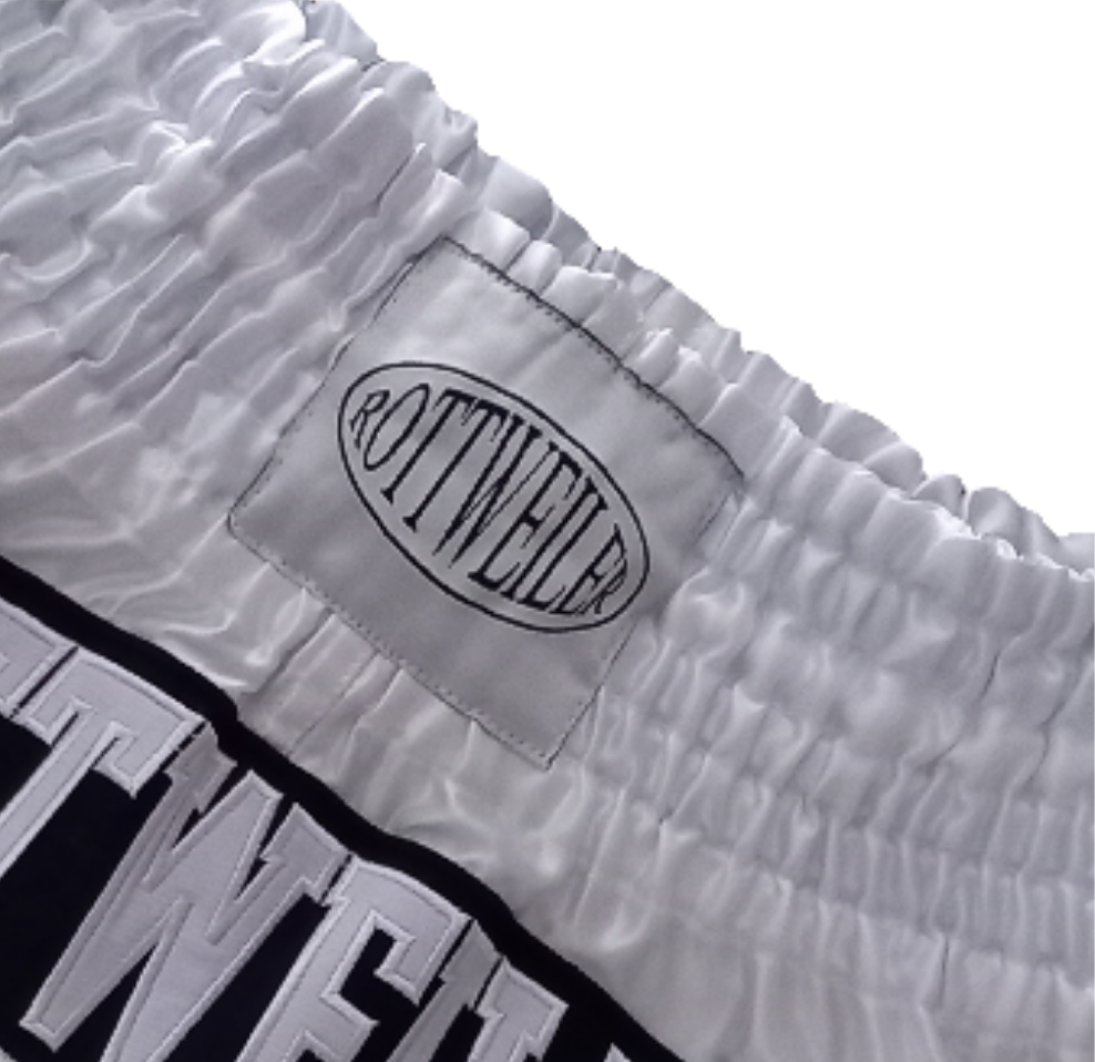 Rottweiler 'Savage' White Muay Thai Shorts